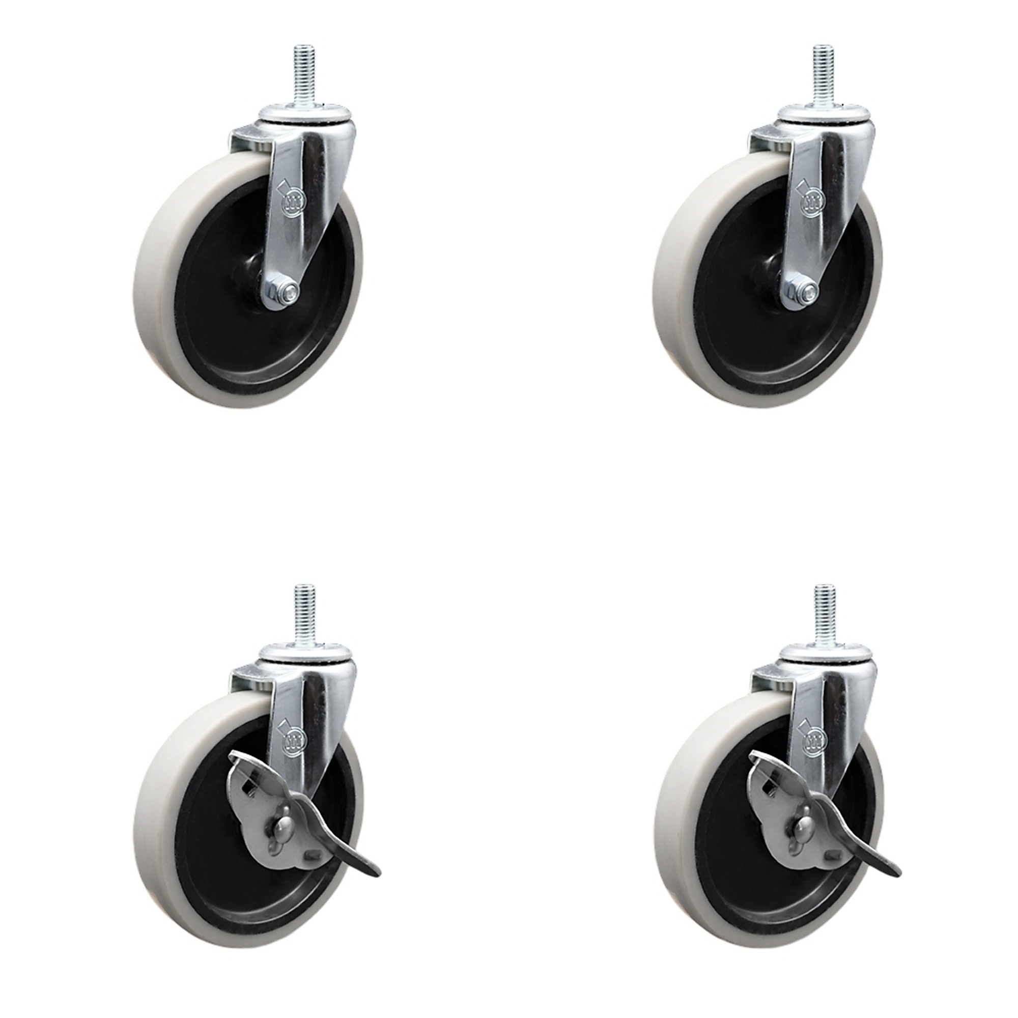Service Caster, 5in. Stem Casters, Wheel Diameter 5 in, Caster Type Swivel, Package (qty.) 4, Model# SCC-TS05S510-TPRS-121315-2-SLB-2